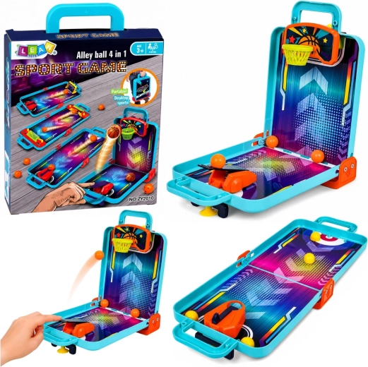 Mini tabletop game 3 in 1: basketball, pinball and bowling in a portable case - 1 piece