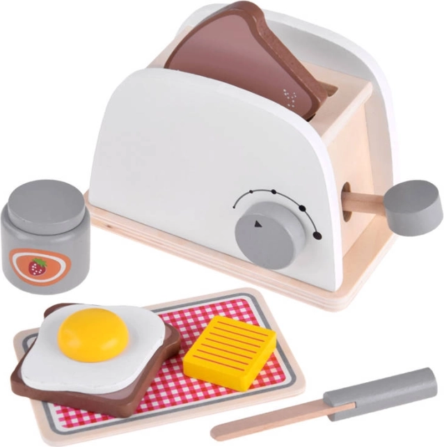 Wooden Set with Toaster and Egg for Kids
