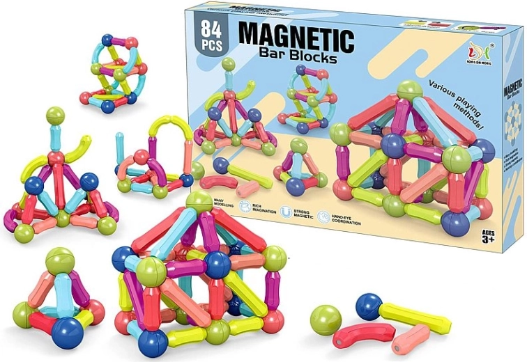 3D magnetiline ehituskomplekt – 84-osaline komplekt