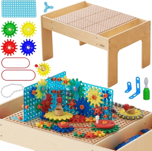 Wooden MASTERKIDZ STEM Table with Construction Set and Panels
