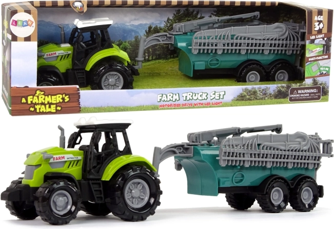 Laste roheline traktor pritsiga ja heliefektidega