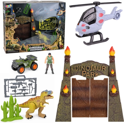 Dino pargi baas värava, helikopteri, ATV ja figuuridega