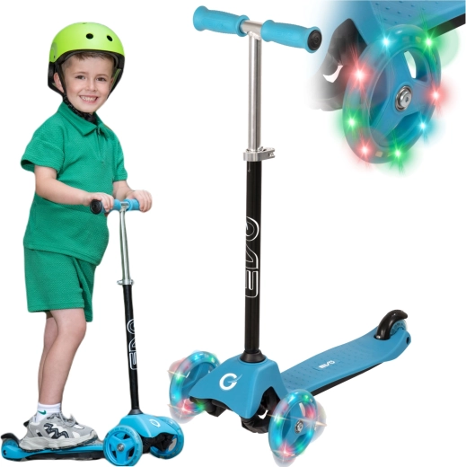 EVO Light Up Mini Cruiser kids' three-wheel scooter, blue