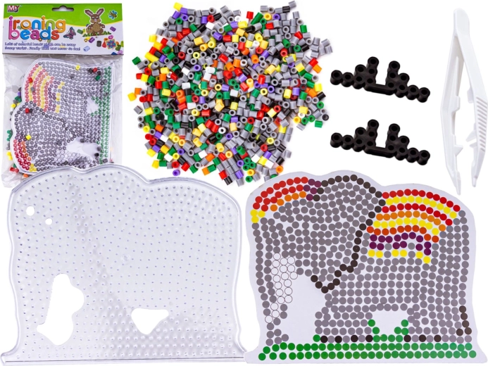 Iron-on beads with elephant template