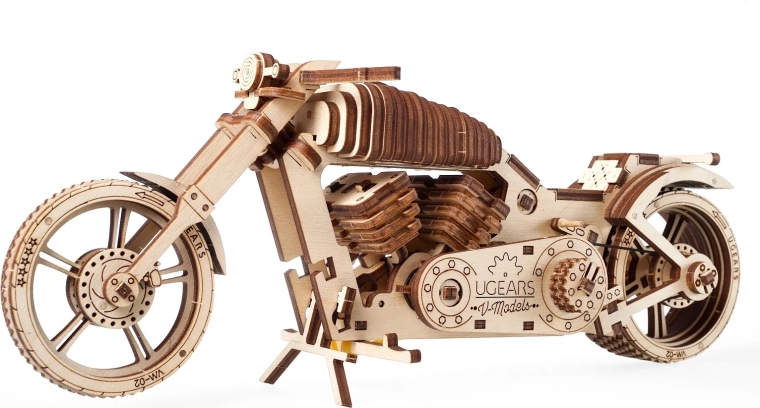 Puidust 3D pusle mootorratas UGEARS – mehaaniline mudel ilma liimita