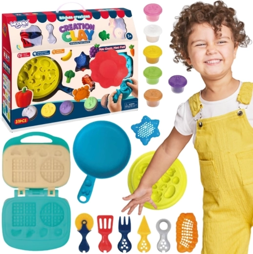 Woopie Creation Clay modeling clay set with waffle maker and kitchen accessories (39 pcs)