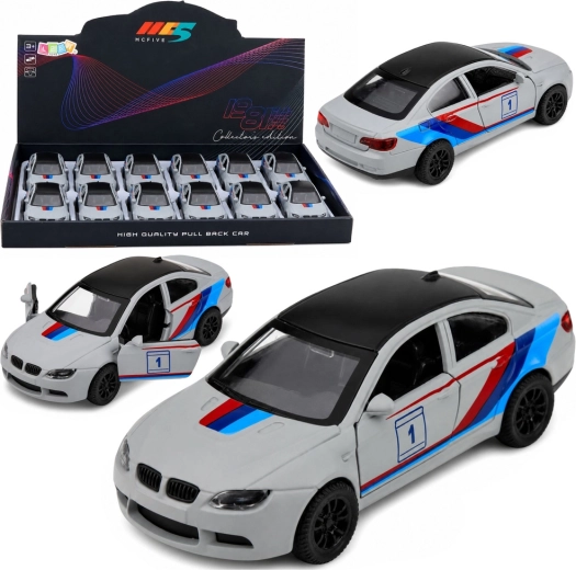 Metal sports pull-back car, matte gray 1:32 - 1 piece