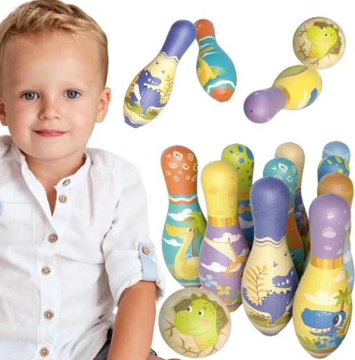 Pehmed laste keeglid dinosaurustega Woopie – 12 tk