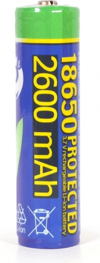 Li-ion aku 18650 3,7 V 2600 mAh kaitsega