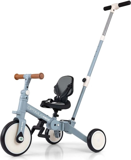 Laste kolmerattaline 5-in-1 juhtlattidega KINDERKRAFT OPTIMUS MAX, denim