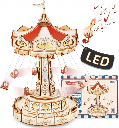 RoboTime 3D Music Box Puzzle – Chain Carousel with LED and Melody