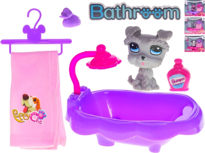 Puppy with Bathtub and Accessories – Bath Set for Children Aged 3+