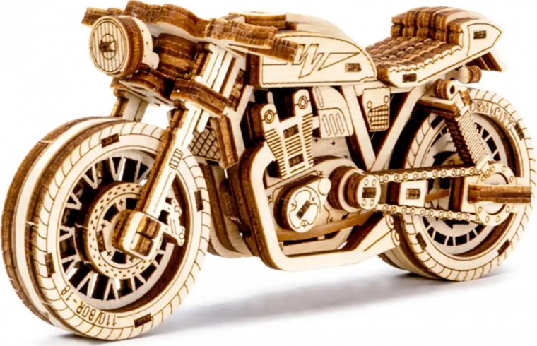 Puidust 3D pusle mootorratas Café Racer – WOODEN CITY (85 osa)