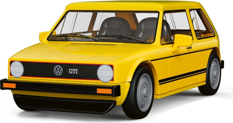 Silmapaistev kollane GTI liikuvate ratastega