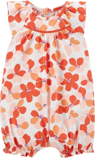 Summer romper for girls with orange floral pattern CARTER'S