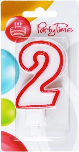 Sünnipäevaküünal number 2 punase äärega