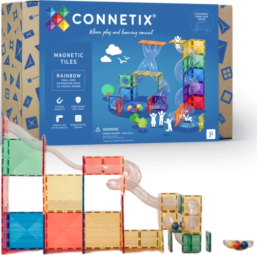 Connetix Ball Run laienduskomplekt – magnetilised ehitusklotsid, 66 osa