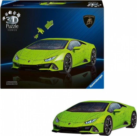 3D puzzle RAVENSBURGER Iconics: Lamborghini Huracán Evo, green, 108 pieces