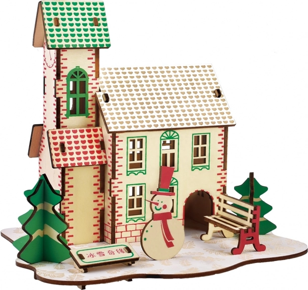 Woodcraft puidust 3D pusle – talvemaja