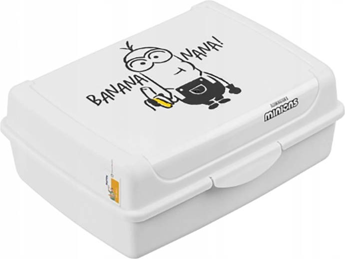Minions snack box with clip, white, 17 × 13 × 7 cm