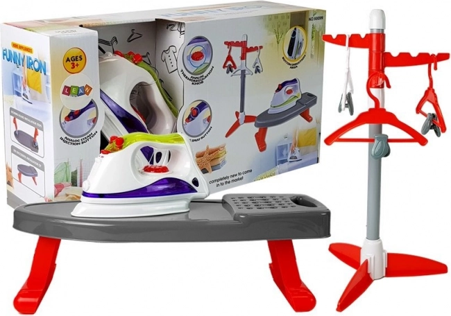 Children's Ironing Set with Battery-Powered Iron, Board, and Hanger
