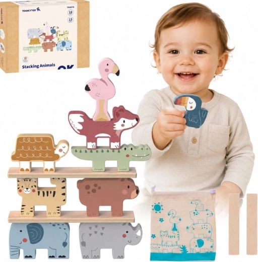 Puidust tasakaalumäng loomakestega TOOKY TOY, 13 osa