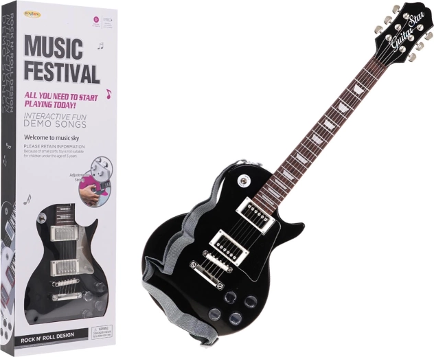 Kids' electric guitar with headphones and microphone – Black