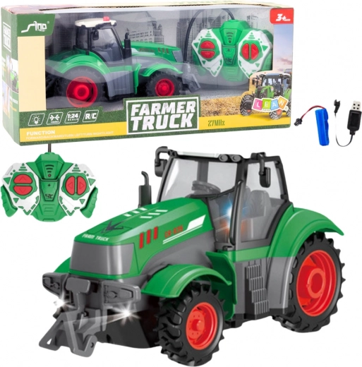 Roheline kaugjuhtimisega traktor 1:24