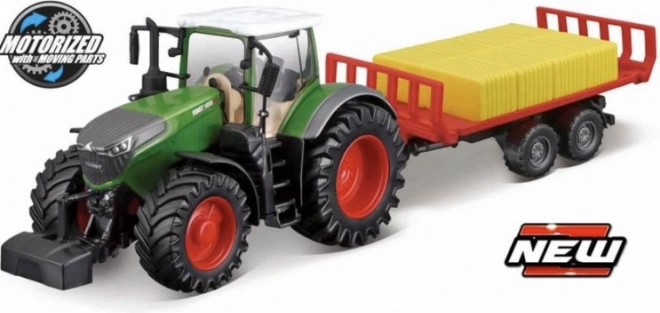 Bburago 10cm Farm Tractor Fendt 1050 with Trailer for Bales