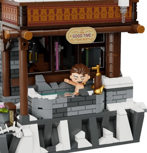Winter relaxation: hot spring as part of the diorama