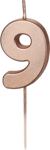 Candle for cake rose gold number nine