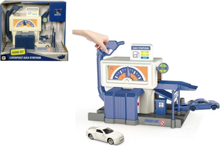 Gas station with car launcher