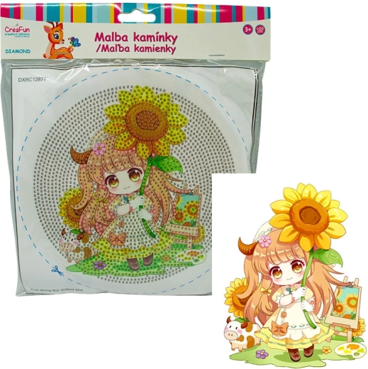 Diamond Painting with Frame – Doll and Sunflower 20 cm