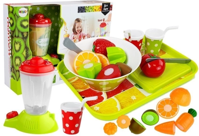 Laste puu- ja köögiviljade komplekt blenderi ja kandikuga