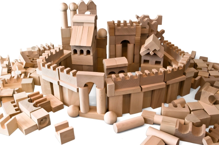 2Kids Toys looduslikud puidust klotsid XL, 220 osa