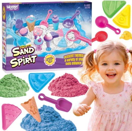 Woopie Sand Fairy kinetic sand set – ice cream shop and desserts (24 pieces)