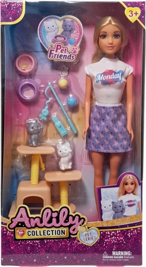 Doll with Kittens and Care Accessories