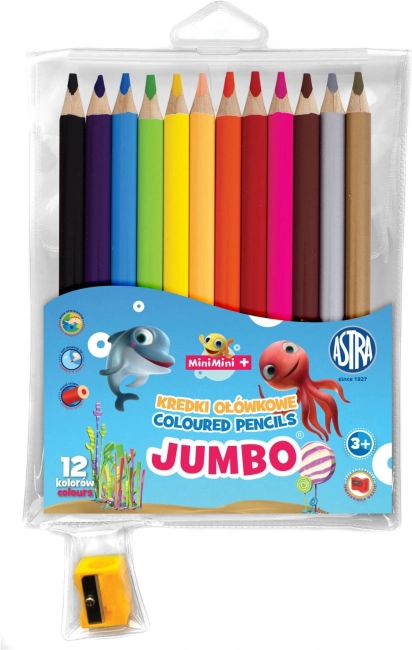 Astra värvipliiatsid Mini Mini Jumbo 12 tk koos teritajaga