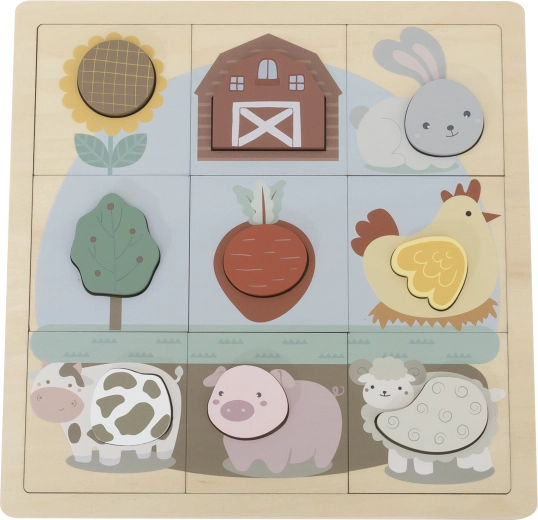 Babu educational wooden puzzle Farm – 12 pieces