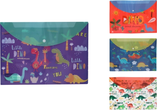 Snap-button folder with dinosaur motif 36 × 26 cm