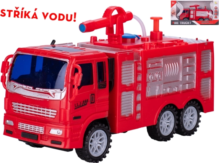 Interactive fire truck with flywheel and water hose 19 cm