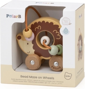 Wooden Bead Maze on Wheels – Hedgehog
