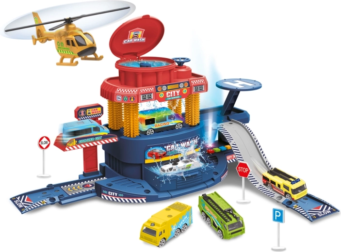 Large Garage Set 32 pcs with Color‑Changing Car and Airplane