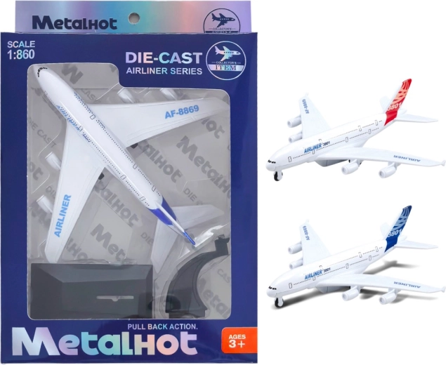 Metal Airliner Aircraft Model MetalHot 1:860 with Pull-Back Action