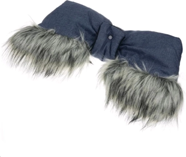 2-in-1 stroller hand muff with faux fur New Baby blue