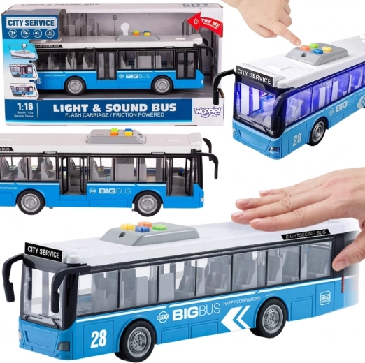 Interactive City Bus WOOPIE 1:16 with effects and opening doors
