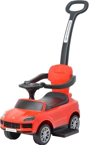 Red Porsche Cayenne kids ride-on with push handle