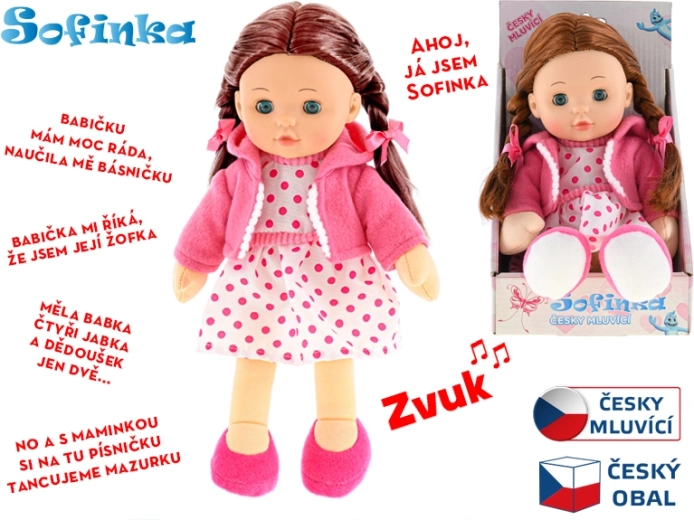 Rääkiv nukk Sofinka 31 cm pilgutavate silmade ja pruunide juustega