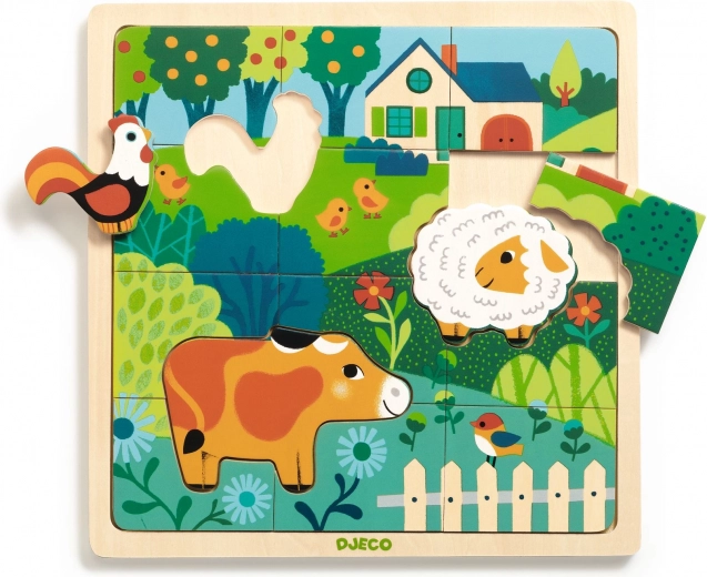 Wooden Puzzle Puzzlo Farm by Djeco - 15 pieces