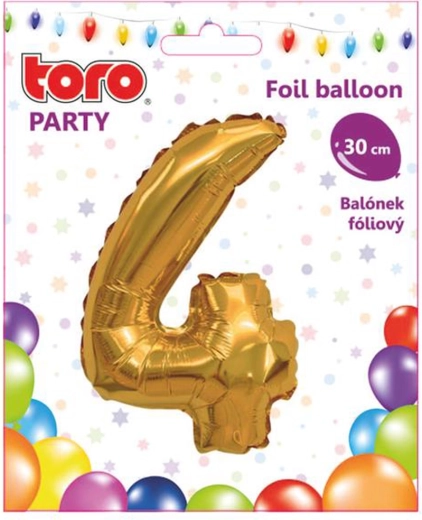 Foil Balloon Number 4 30 cm Gold TORO